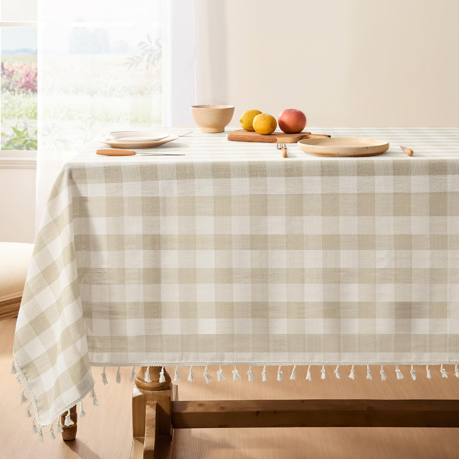 Toalha De Mesa Softalker Spring Checkered 140x300cm De Linho E Algodão