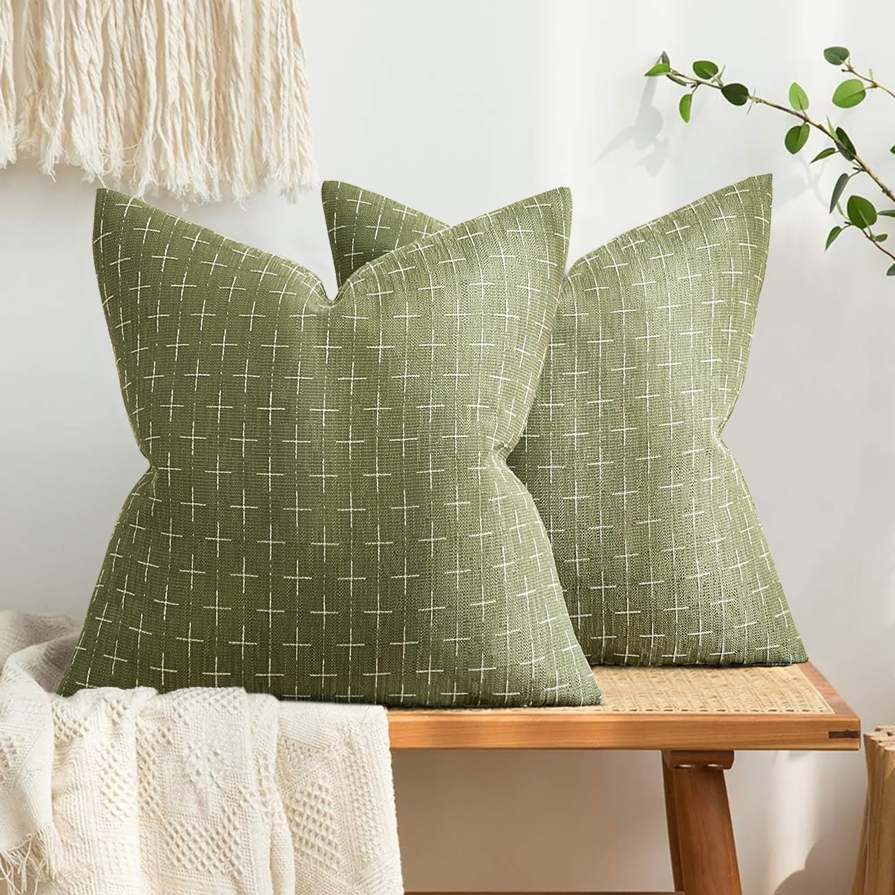 Capas De Travesseiro Miulee Decorativas De Serapilheira 60x60cm Verde Sálvia