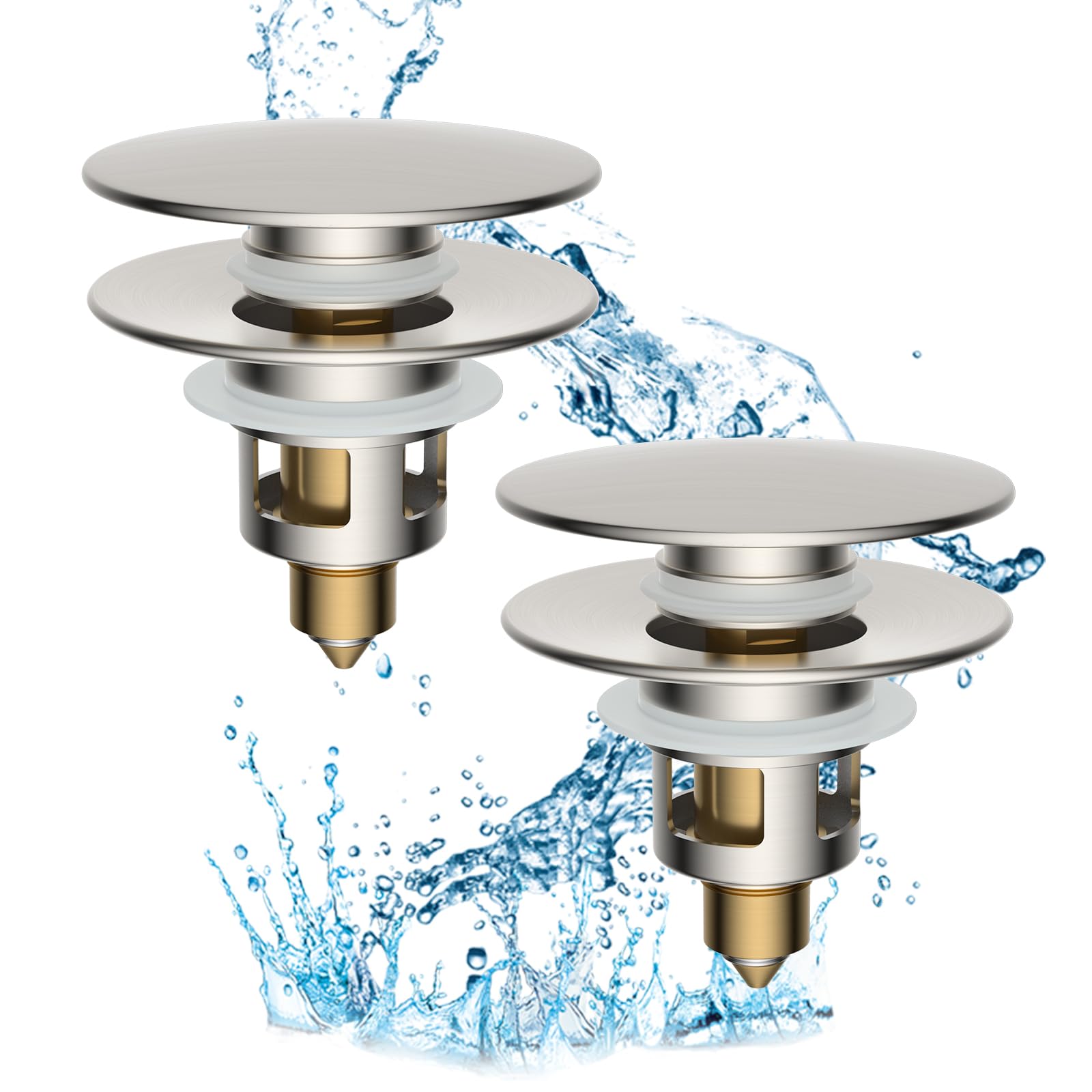 Tampa De Pia De Banheiro Hibbent Universal Pop Up Strainer X2