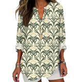 Blusa Túnica Dmoyala Boho Com Estampa Floral, Manga Comprida, Decote Em V, 5gg, Feminina