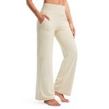 Calças Libin Wide Leg Yoga De 29 Cm De Cintura Alta Para Mulheres, Cáqui Claro