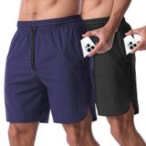 Pacote De 2 Shorts De Corrida Canghpgin Para Homens De 7 Polegadas Com Bolsos Azul/preto