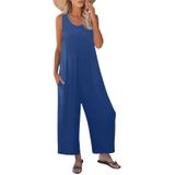 Macacão Regata Solto Casual Casual De Verão Romper Nfsion Azul