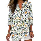 Blusa Túnica Dmoyala Boho Com Estampa Floral, Manga Comprida, Decote Em V, Feminina