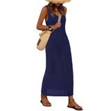 Cobertura De Maiô Btfbm Crochet Para Mulheres, Verão 2025, Azul Marinho