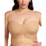 Sutiã Sem Alças Hsia Plus Size Underwire, Levemente Forrado, Bege