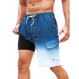 Calções De Banho Silkworld, Forrados Por Compressão, Masculinos, Azul Gradiente