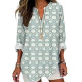Blusa Túnica Feminina Dmoyala, Manga Comprida, Floral, Plus Size, Algodão