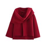 Casaco De Cachecol Feminino Kissonic Peacoat Knit Button Vermelho