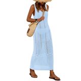 Cobertura De Maiô Btfbm Crochet Para Mulheres, Verão De 2025, Azul Claro