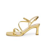 Sandálias De Salto Alto Easyfox Strappy Gold Faux Metallic Leather