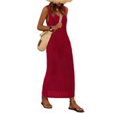 Cobertura De Maiô Btfbm Crochet Para Mulheres, Vermelho Escuro, Viscose