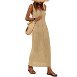 Cobertura De Maiô Btfbm Crochet Para Mulheres, Verão 2025, Cáqui