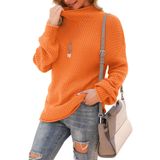Suéter Jouica Feminino De Gola Alta, Túnica Grande, Laranja
