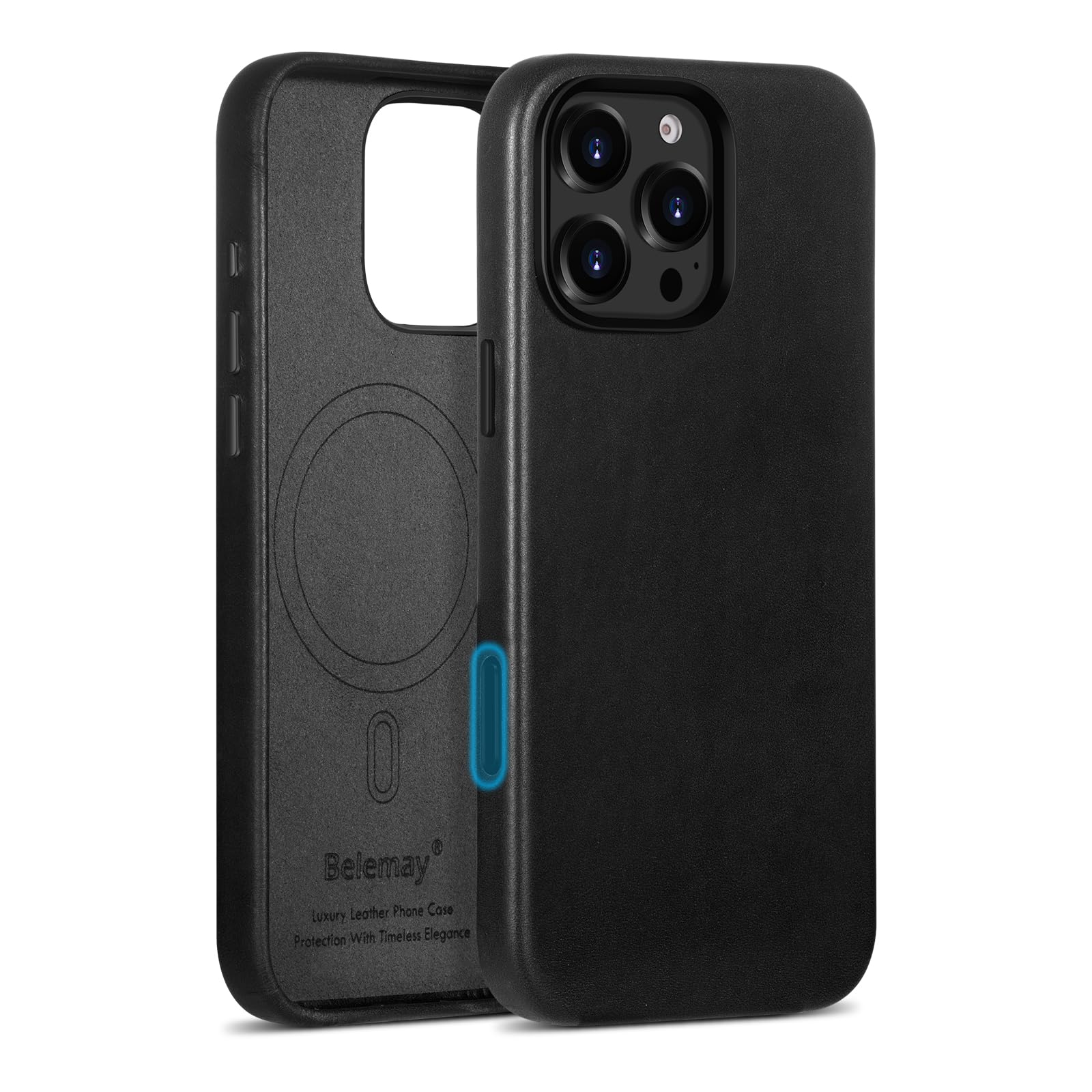 Capa De Couro Belemay Para Iphone 16 Pro Max Com Magsafe Black