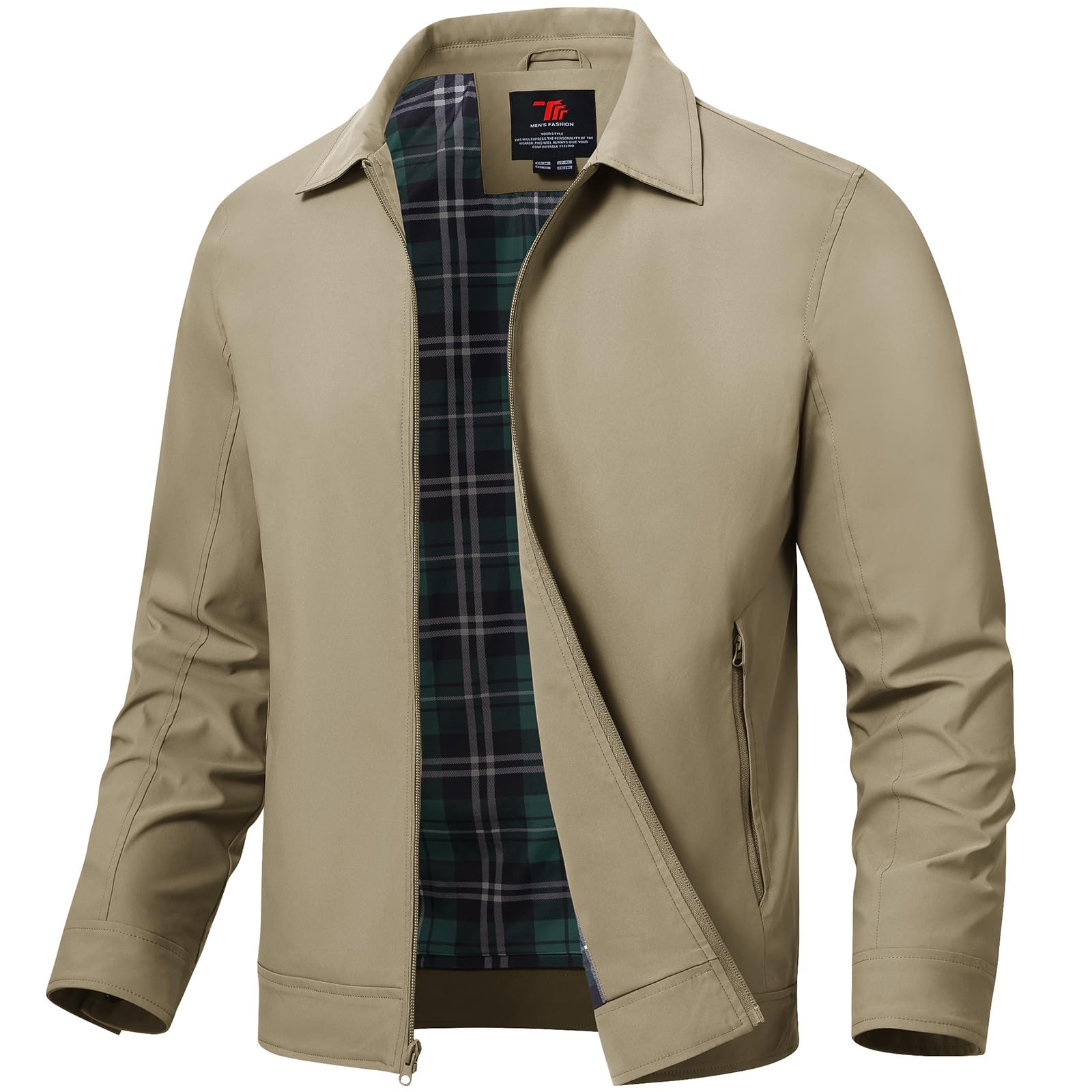 Jaqueta Masculina Leve Tbmpoy, Corta-vento, Cáqui, Resistente À Água