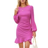 Vestido Byinns 2024, Suéter De Malha Bodycon, Mini Babado, Bainha Feminina