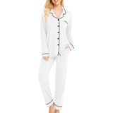 Pijamas Femininos De Manga Comprida Swomog Brancos S-xxl