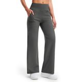 Calças De Ioga Libin Femininas, Pernas Largas, Cintura Alta, Cinza Escuro, M