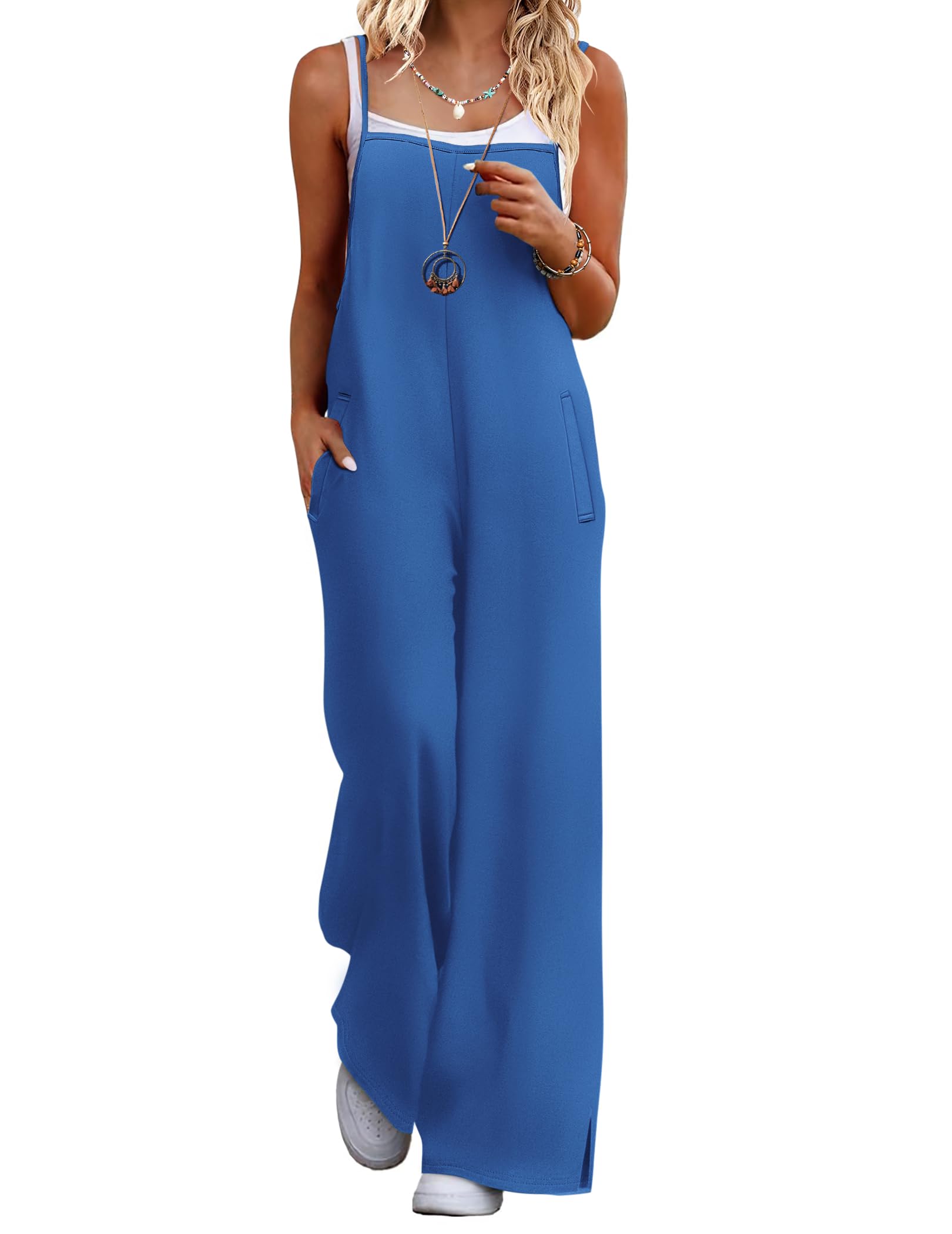 Macacão Ekouaer Casual Sem Mangas Summer Boho Floral S Azul Escuro