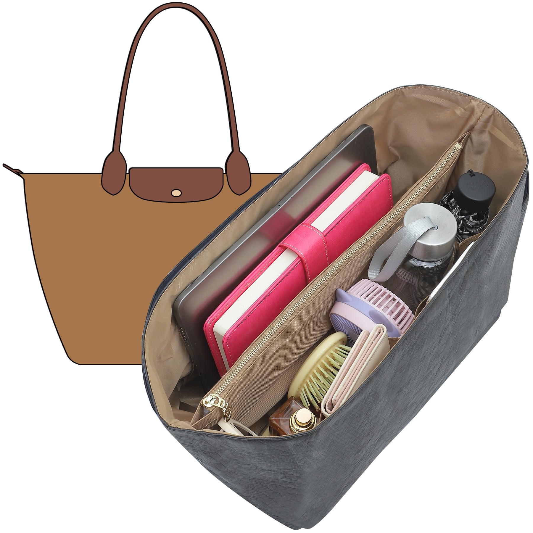 Organizador De Bolsas Insert Doxo Dupont Paper Para Longchamp Le Pliage L