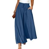 Calças Eytino Plus Size, Cintura Alta, Cordão, Perna Larga, 5x