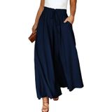 Calças Eytino Plus Size, Cintura Alta, Cordão, Perna Larga, 5x