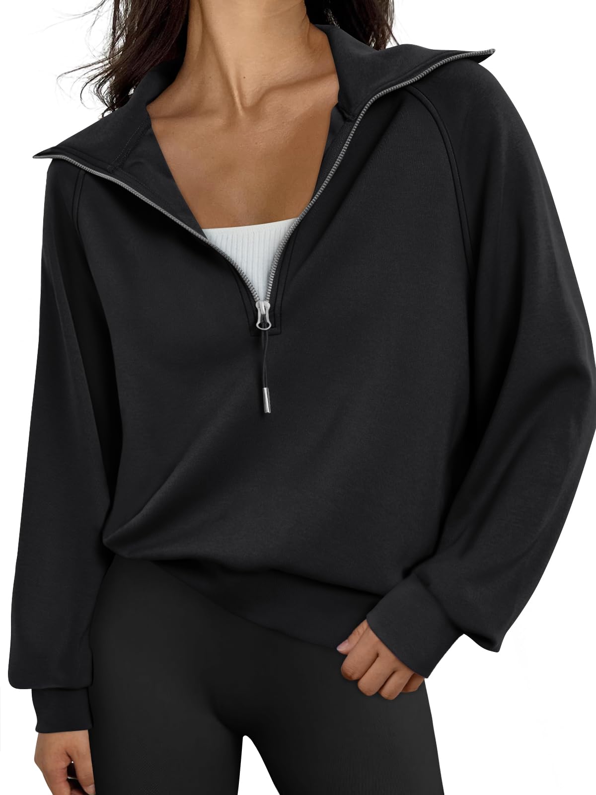 Moletom Trendy Queen Oversize Com Meio Zíper Preto S