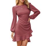 Vestido Byinns 2024, Suéter De Malha Bodycon, Mini Babado, Bainha Feminina