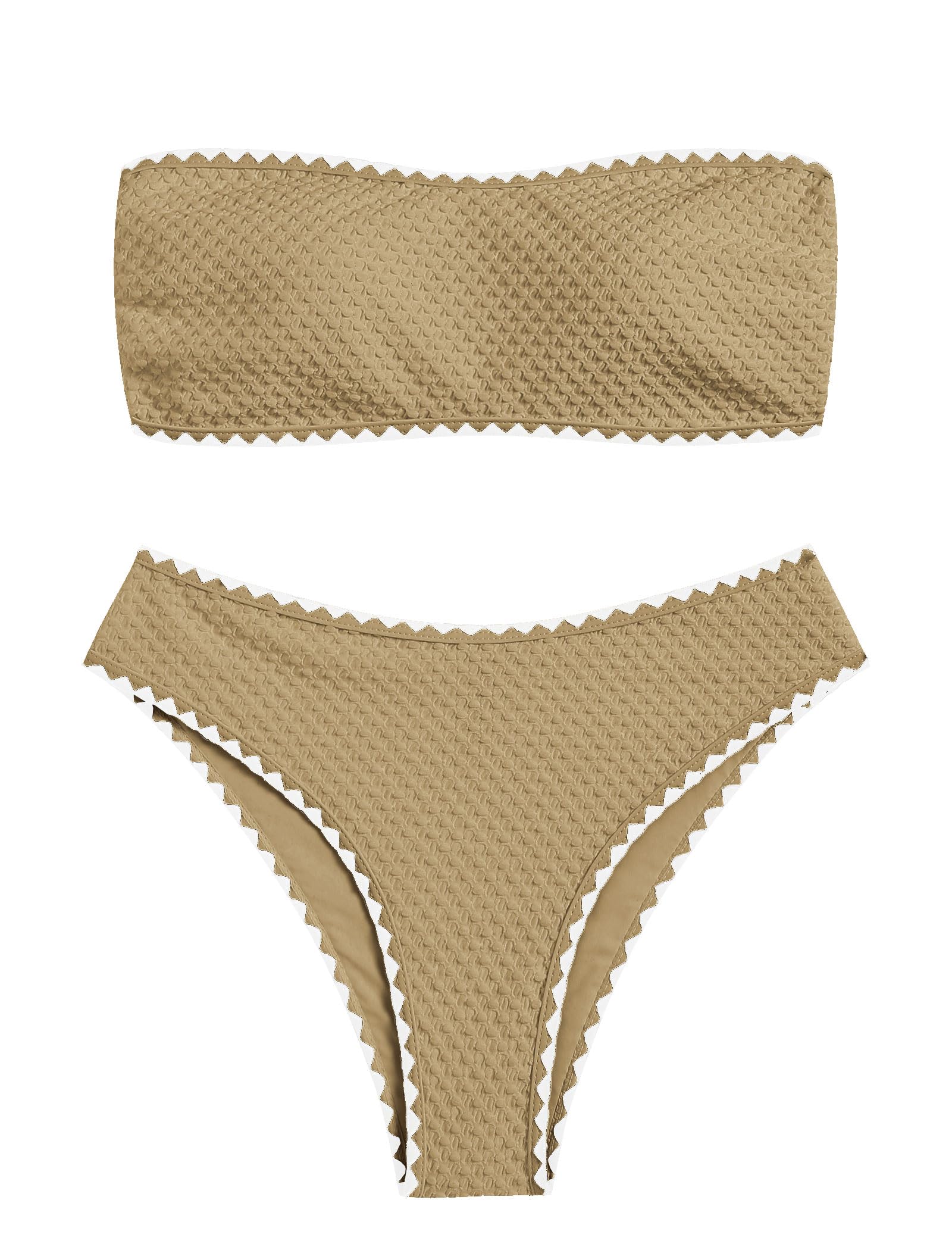 Biquíni Zaful, Roupa De Banho Feminina Sem Alças, 2 Peças, Marrom