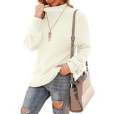 Suéter Jouica, Gola Alta, Tricotado De Tamanho Grande, Branco, Feminino