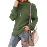 Suéter Feminino Jouica De Inverno Com Gola Alta Batwing Army Green