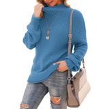 Suéter Feminino Jouica, De Inverno, Gola Alta, Tamanho Grande, Azul Nc