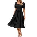 Vestido Berrygo Summer 2025 Casual Com Blusa Midi Preta Feminina