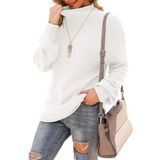 Suéter Feminino De Gola Alta Jouica Branco De Grandes Dimensões