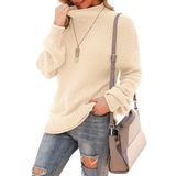 Suéter Feminino Jouica, De Inverno, Gola Alta, Manga De Morcego, Bege
