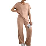 Conjunto De Pijamas Shewin Beach Fashion, Suéter Feminino De Manga Curta