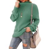 Suéter Jouica Feminino De Gola Alta Tricotado Verde Sólido Tamanho M