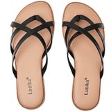 Sandálias Luoika Flat Wide Width Para Mulheres Pretas Tamanho 38eu