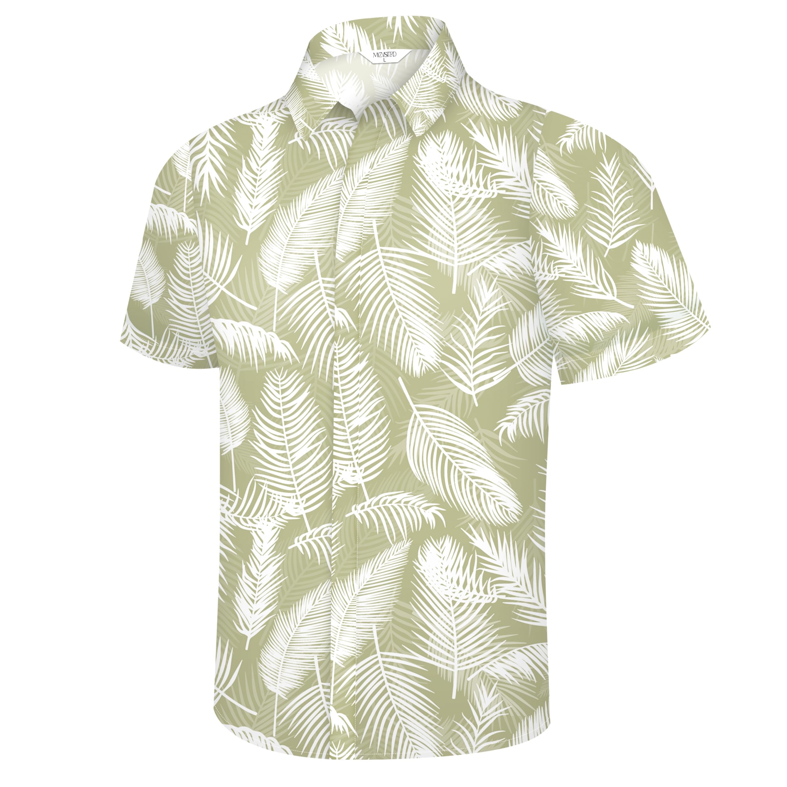 Camisa Havaiana Mizvsitrd Hawaii De Manga Curta Para Homens Verde