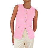 Colete De Suéter Feminino Prettygarden, Verão 2025, Rosa Claro, Xxl