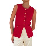 Colete De Suéter Feminino Prettygarden, Verão 2025, Vermelho Xxl