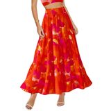 Saia Btfbm Com Estampa Floral Midi Maxi Para Mulheres, Verão 2025
