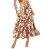 Saia Btfbm Com Estampa Floral Midi Maxi Para Mulheres, Verão 2025