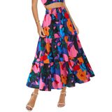 Saia Btfbm Com Estampa Floral Midi Maxi Summer Casual Feminina Preta