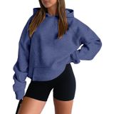 Apenas Moletons Com Capuz Lisos Para Mulheres, Azuis Com Bolsos Canguru