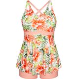 Maiô Tankini Hanna Nikole Feminino Com Flor De Laranja Rosa