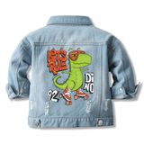 Jaqueta Jeans Cromoncent Kids Toddler Button Down Dinosaur