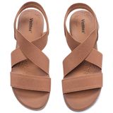 Sandálias Flat Slide Veittes, Moda Feminina, Elástica, Alça De Tornozelo