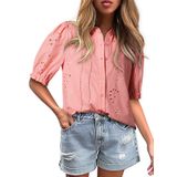 Blusa Feminina Dokotoo, Moda De Verão, Decote Em V, Manga Curta, Rosa